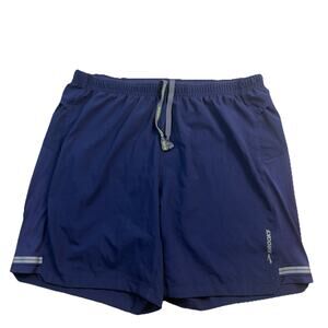 Brooks Running Shorts Mens Med Blue Run Happy Athletic Gym Lined Drawstring